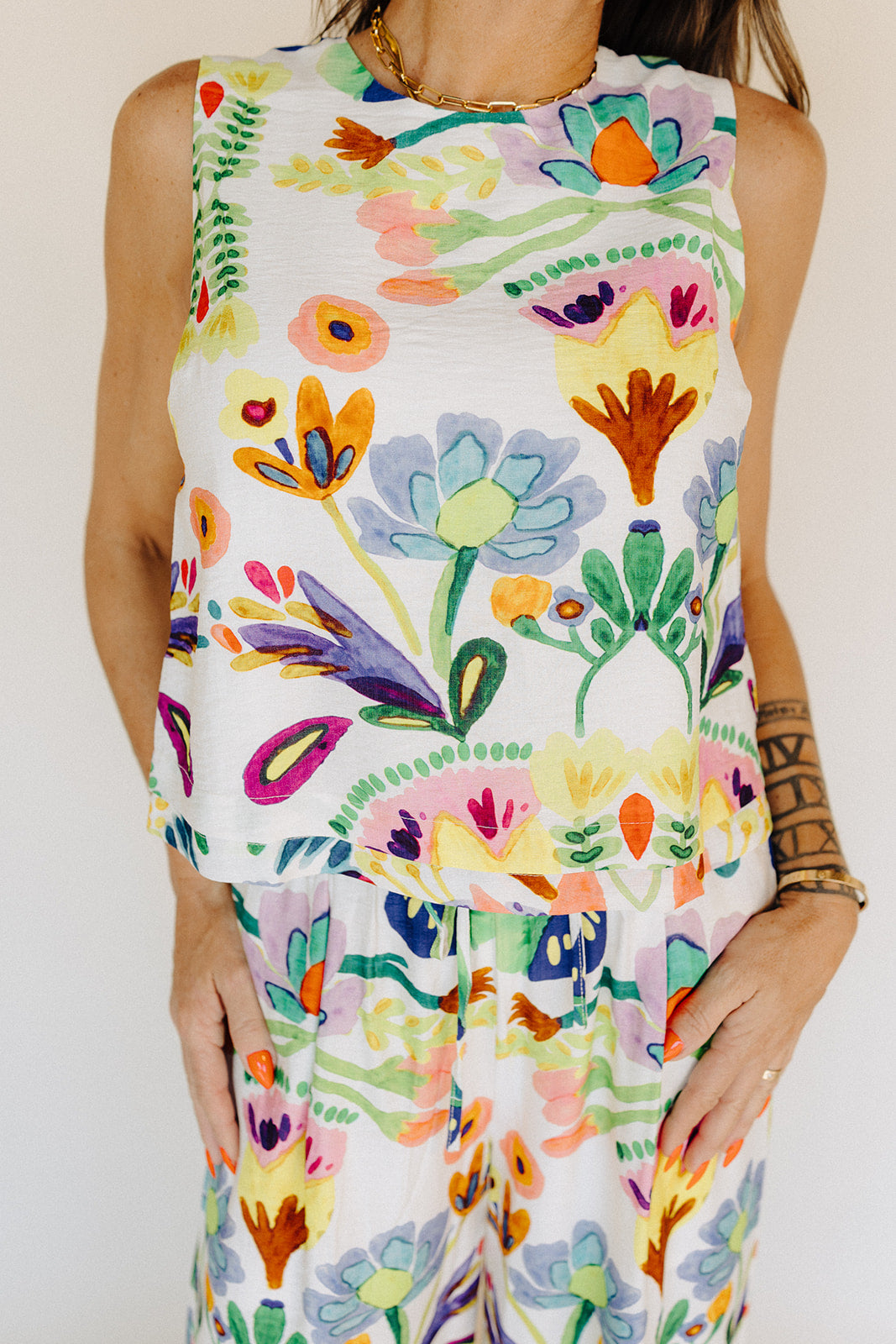 Ivory Floral Veronica Pants