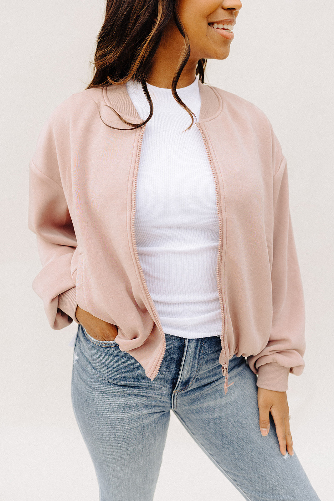 Mauve Soft Laya Bomber Jacket