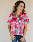 Floral Holly Balloon Sleeve Top
