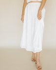 Off White Eyelet Midi Skirt