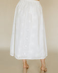 Off White Eyelet Midi Skirt