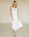 Off White Eyelet Midi Skirt