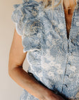 White & Blue Springtide Splendor Top