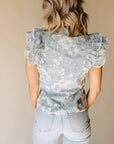 White & Blue Springtide Splendor Top