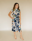 Navy Mock Neck Elara Dress