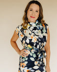 Navy Mock Neck Elara Dress