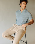 Light Blue Merino Diamond Polo