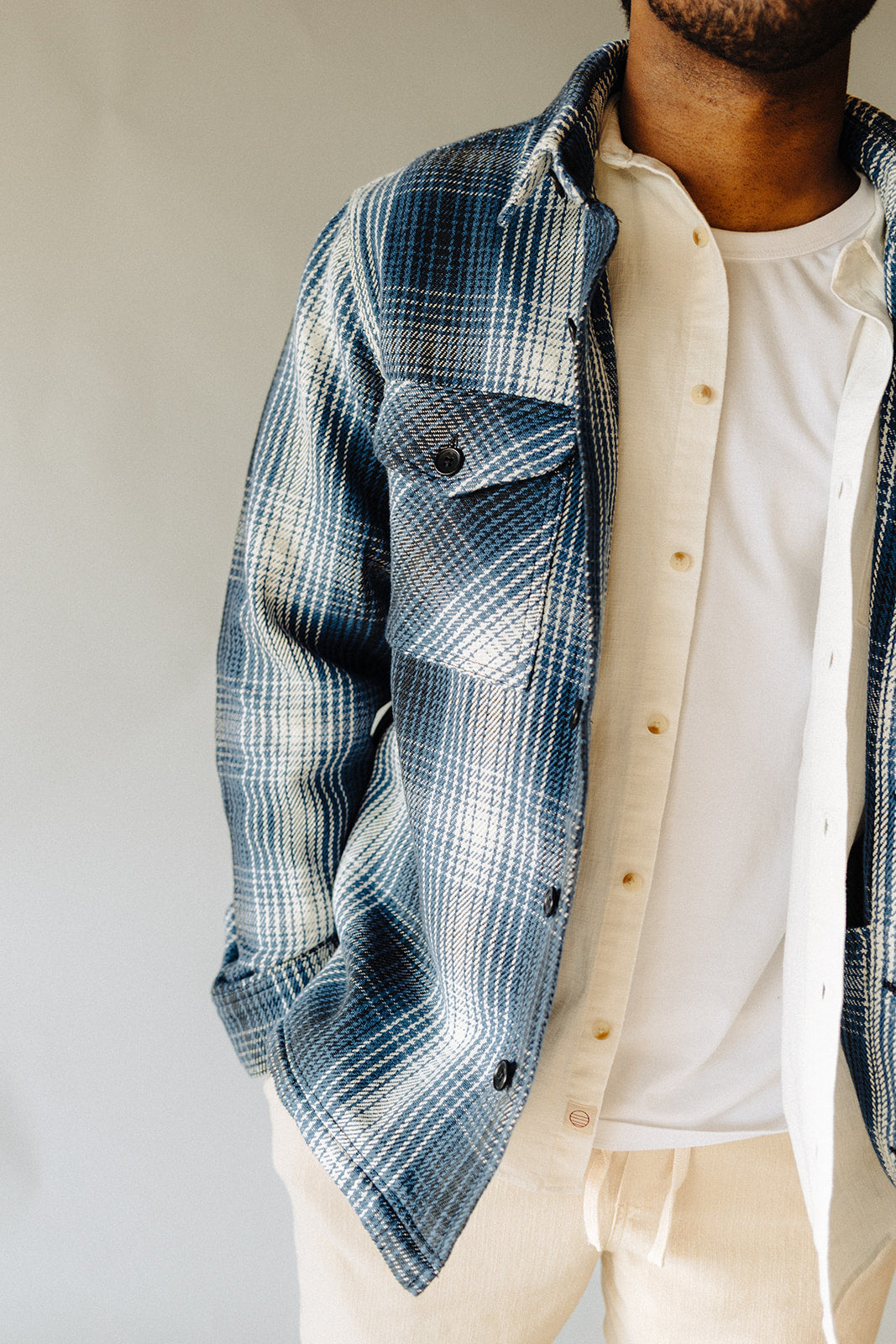 Cobalt / Natural Shadow Plaid Deer Island Jac-Shirt