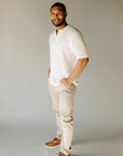 Natural Knit Button Down Polo
