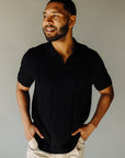 Black Cotton Cable Polo