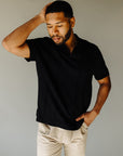 Black Cotton Cable Polo
