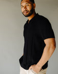 Black Cotton Cable Polo