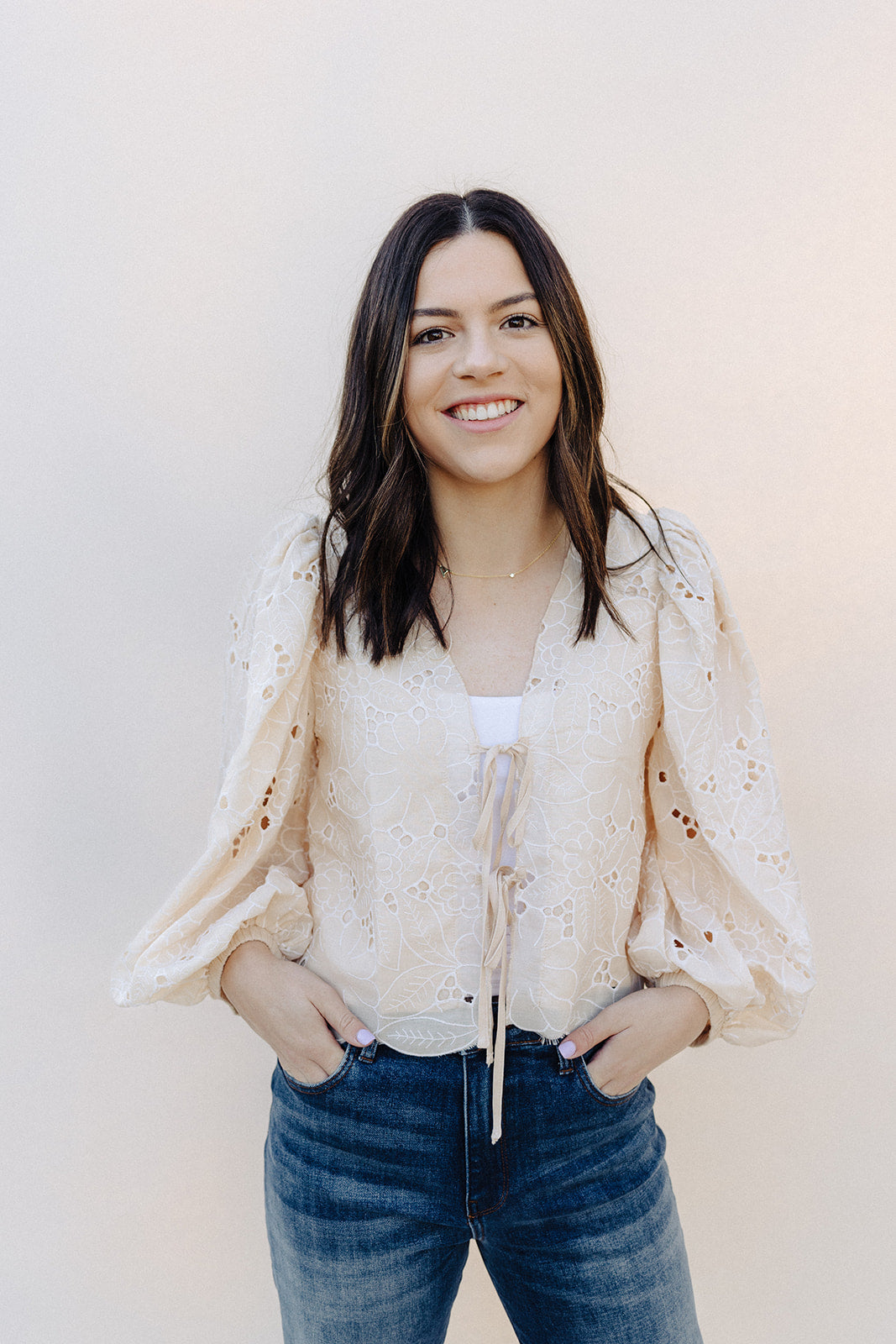 Butter Cream Scallop Lace Top