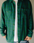 Green / Blue Plaid Rangeland Flannel Shirt
