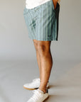 Vintage Green Paisley Stripe Beach Short Jam