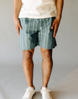 Vintage Green Paisley Stripe Beach Short Jam