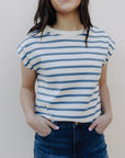 Blue & Cream Myra Muscle Tee