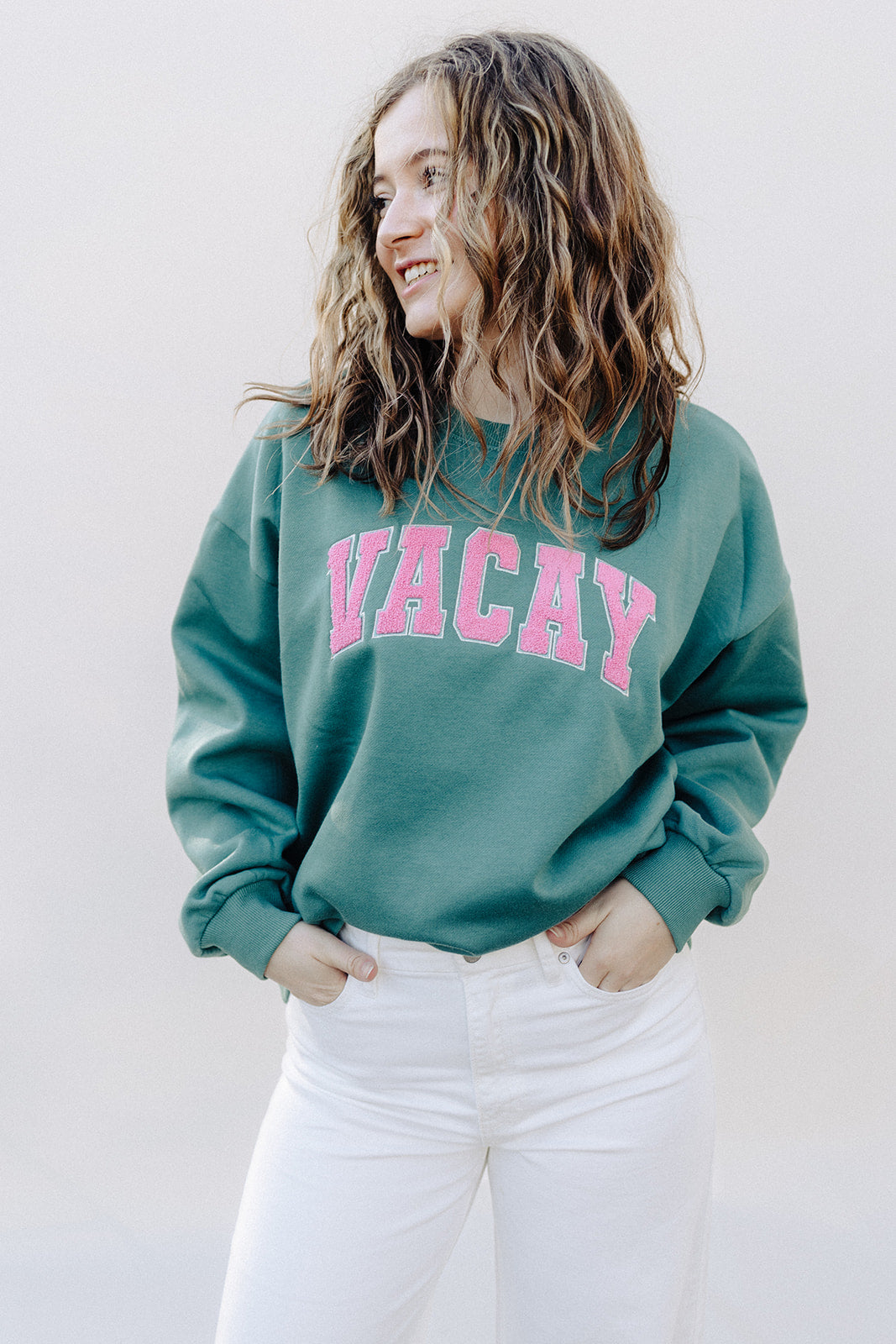 Teal &amp; Pink Vacay Pullover