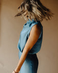 Blue Satin Dream Blouse