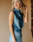 Blue Satin Dream Blouse