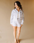 Dusk Blue Stripe Carlton Top