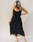 Black Cecily Polka Dot Slip Dress