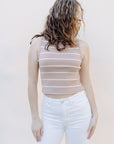 Taupe & White Stripe Corey Tank