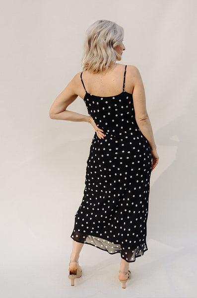 Black Cecily Polka Dot Slip Dress