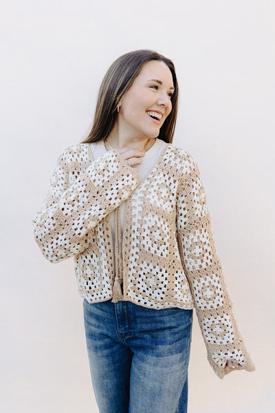 Taupe & Cream Elora Cardigan