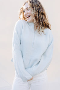 Baby Blue Addison Half Zip Sweater