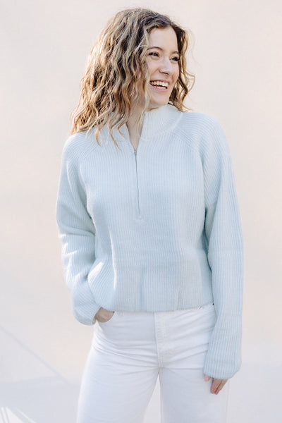 Baby Blue Addison Half Zip Sweater