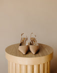 French Sand Leather Bianka Sling Heel