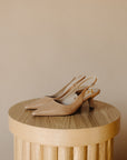 French Sand Leather Bianka Sling Heel