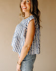Blue Koe Striped Sleeveless Top