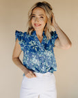 Azure Floral Blouse