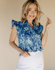 Azure Floral Blouse