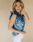 Azure Floral Blouse