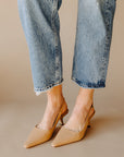 French Sand Leather Bianka Sling Heel