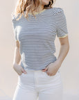 White & Navy Stripe Lizzy Top