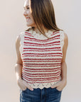 White & Red Striped Megan Vest