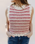 White & Red Striped Megan Vest