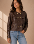 Chocolate Brown Faux Leather Jacket