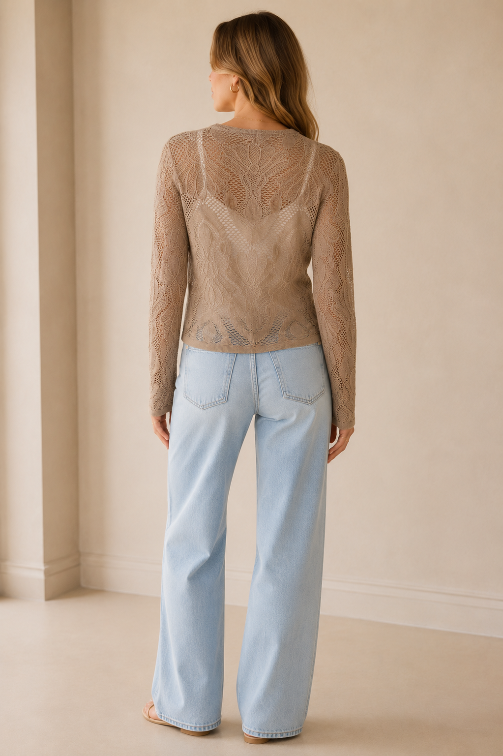 Ash Mauve Jacquard Fishnet Layering Top