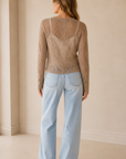 Ash Mauve Jacquard Fishnet Layering Top