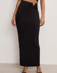 Black Stretch Jersey Maxi Skirt