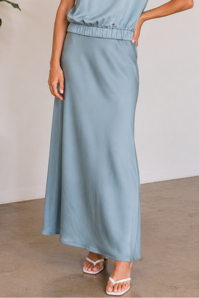 Dusty Blue Evelyn Maxi Skirt