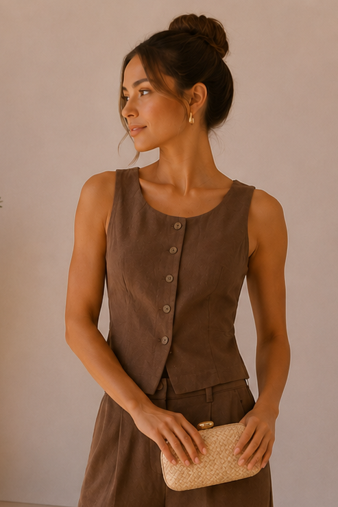 Palo Santo Roman Linen Vest