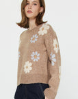 Taupe Anne Floral Sweater