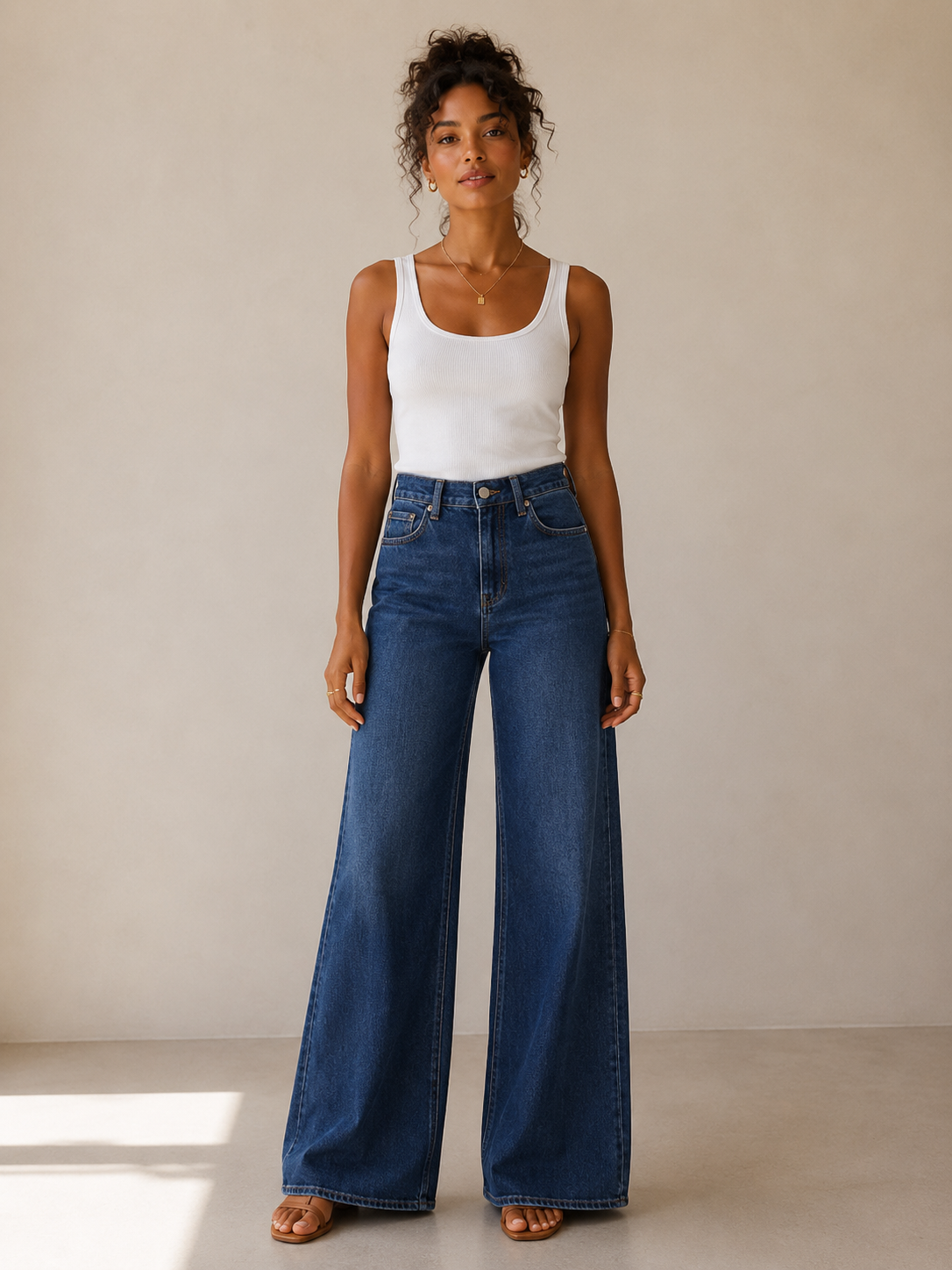 Dark Denim HR Palazzo Wide Leg