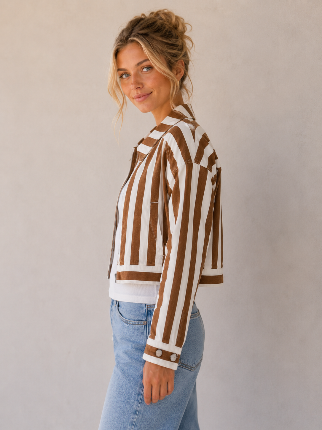 Desert Taupe Happy Stripe Jacket
